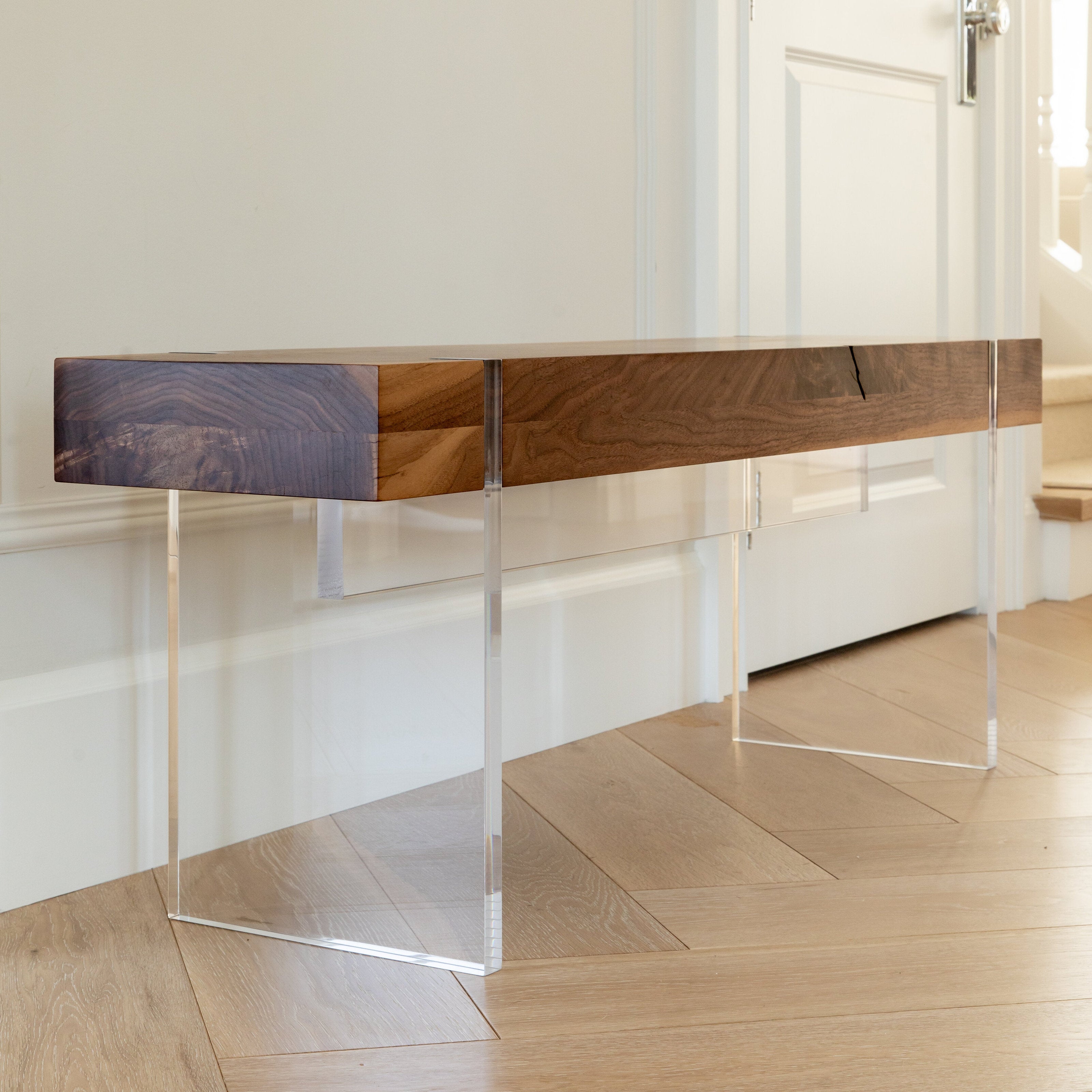 Tillikum Bench — Black Walnut & Clear Acrylic