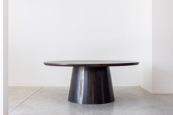 Modern Wood and Steel Round Dining Table