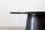 Side Angle of Modern Round Wood and Steel Dining Table