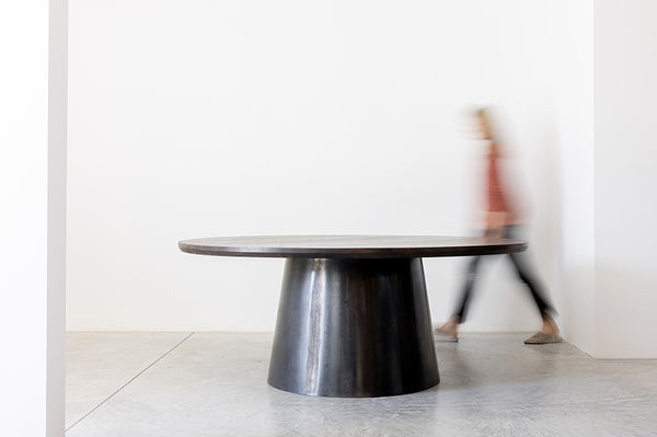 Contemporary Wood and Steel Dining Table