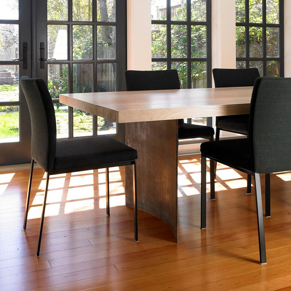 End View of Ban Dining Table in Eclectic Dining Room Setting
