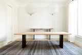 Ban Dining Table paired with Ban Console in Elegant Dining Room - Whitened Wood and Curved Steel Legs
