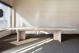 White Oak Extendable Dining Table in showroom
