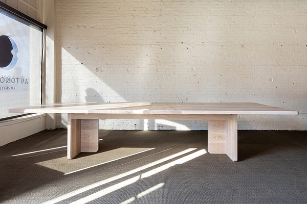 White Oak Extendable Dining Table in showroom