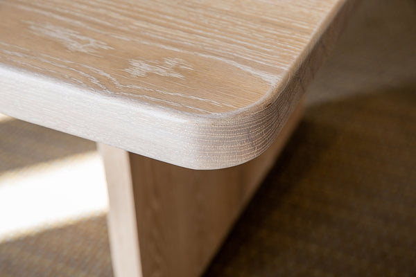 White Oak Extendable Dining Table rounded corner view