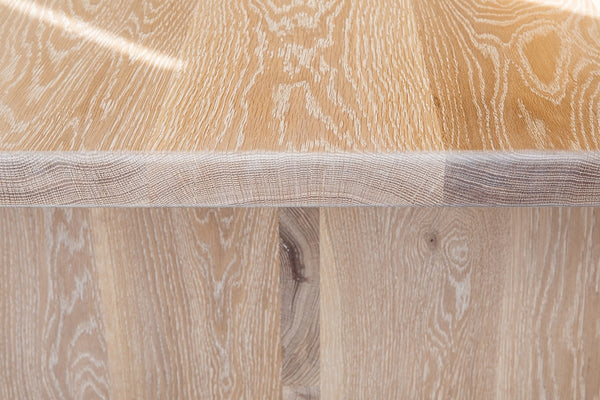White Oak Extendable Dining Table closeup of grain view