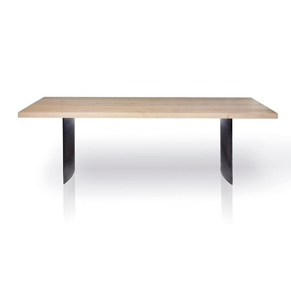 Modern Whitened Maple with Curved Steel Legs Dining Table - side view